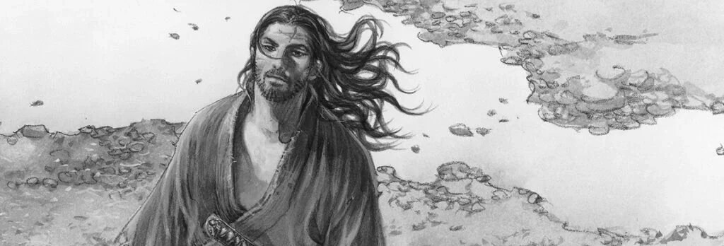 samurai schaut in den himmel